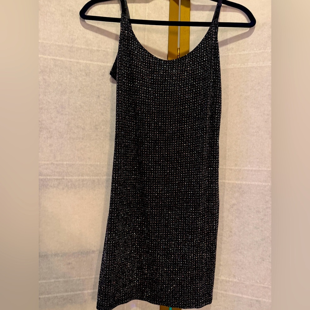 BEBE CRYSTAL SPAGHETTI STRAP  PENCIL DRESS